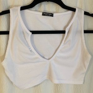 Nasty Gal collection white v neck crop top